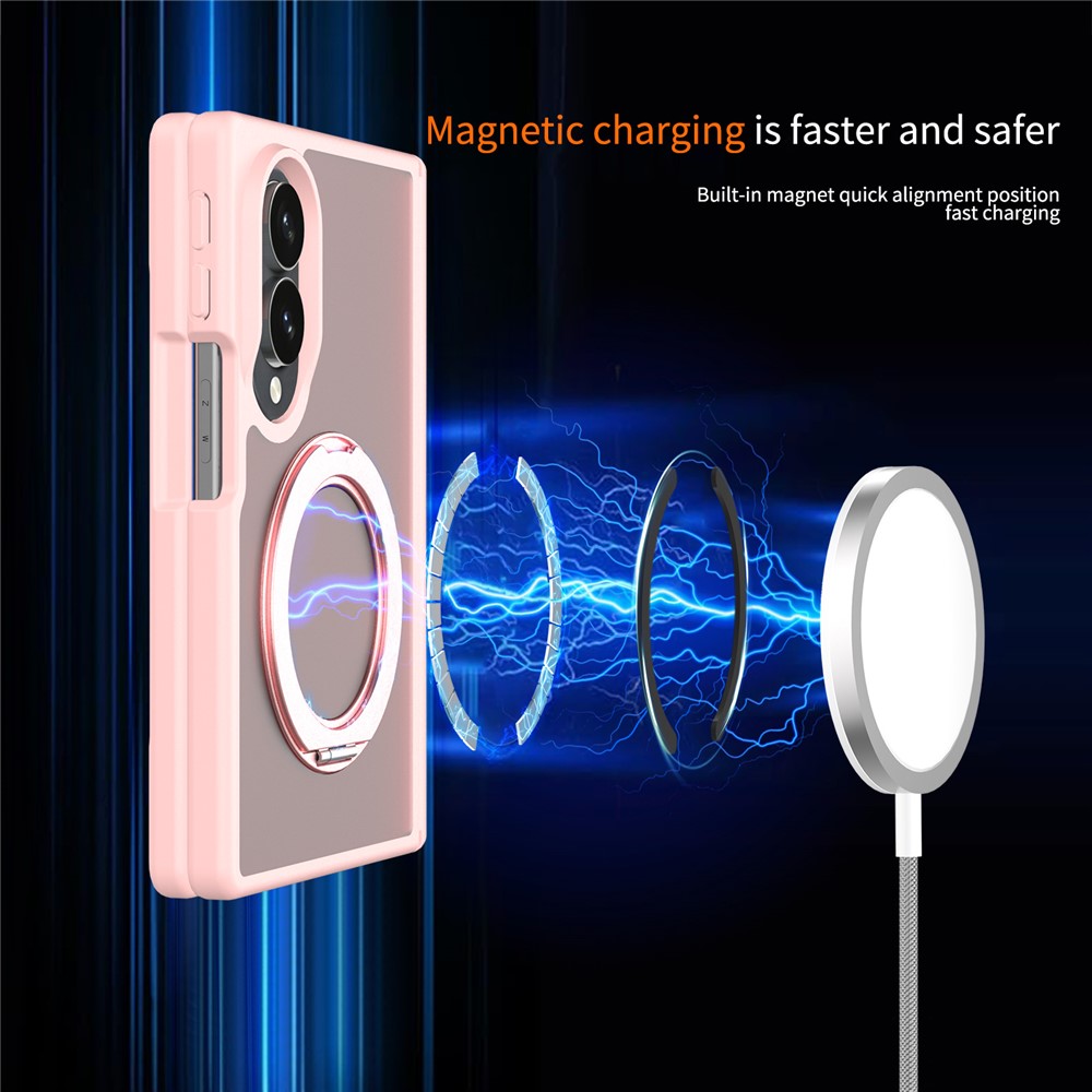 Samsung Galaxy Z Fold 8 - Rotating Kickstand Skin Feel With Front Frame Pink — estuche (foto 5 de 6)