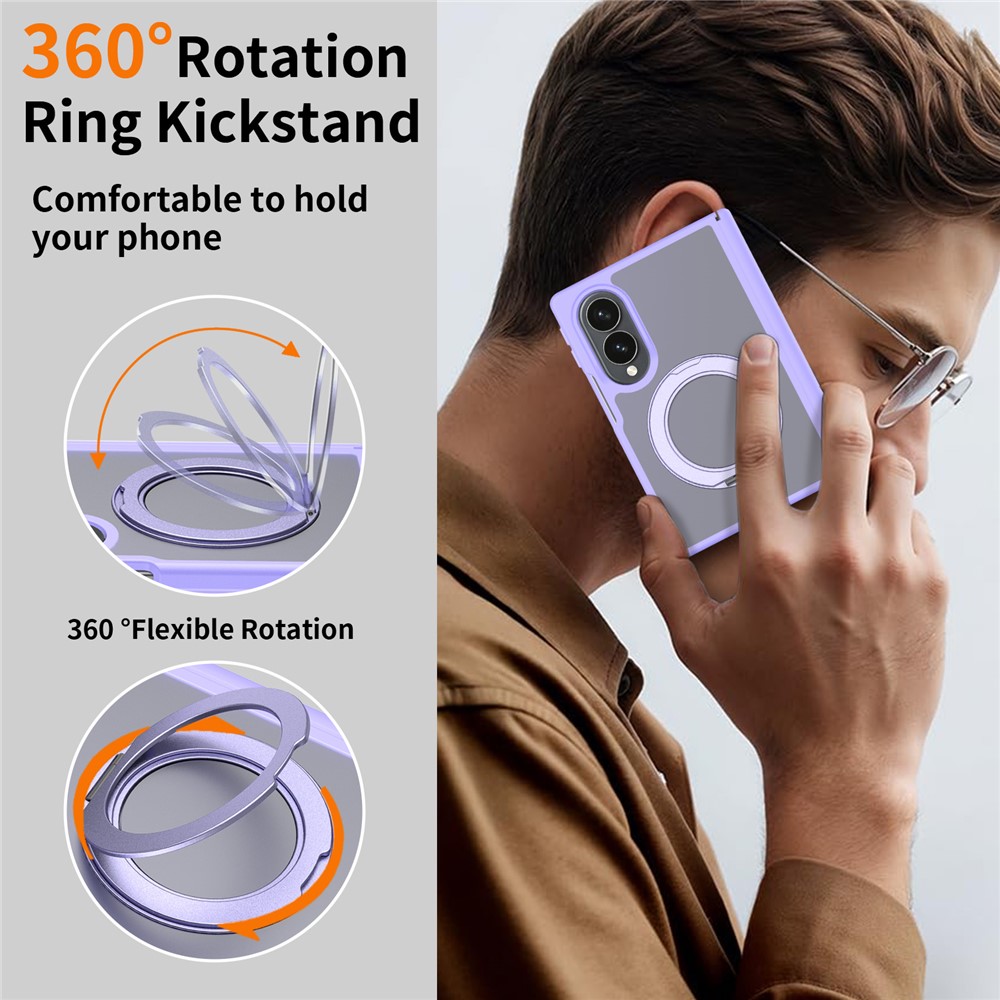 Samsung Galaxy Z Fold 8 - Rotating Kickstand Skin Feel With Front Frame Purple — estuche (foto 2 de 6)