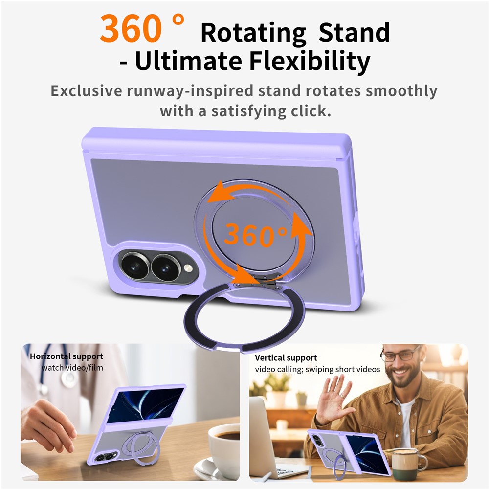 Samsung Galaxy Z Fold 8 - Rotating Kickstand Skin Feel With Front Frame Purple — estuche (foto 4 de 6)