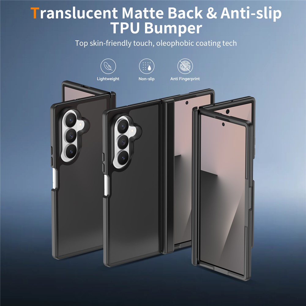Samsung Galaxy Z Fold 8 Ultra - Hinge Protection Translucent Matte With Front Frame Black — estuche (foto 3 de 7)