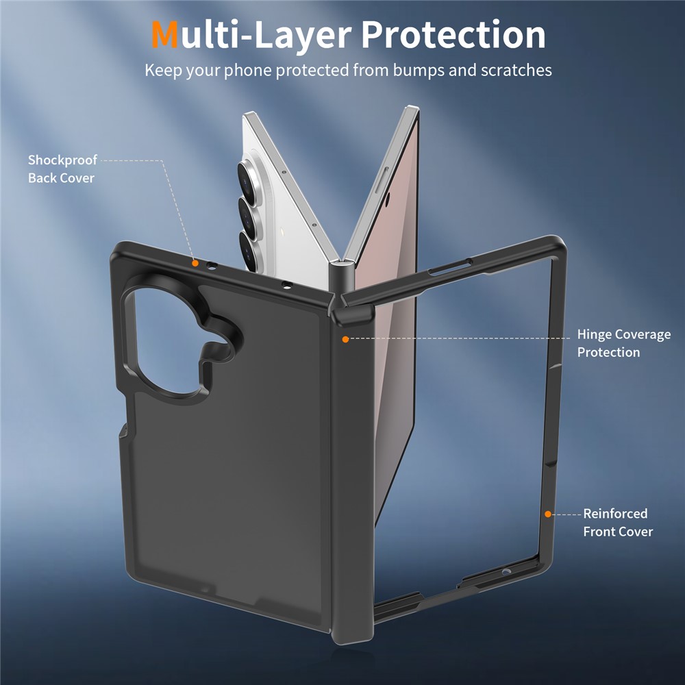 Samsung Galaxy Z Fold 8 Ultra - Hinge Protection Translucent Matte With Front Frame Black — estuche (foto 4 de 7)