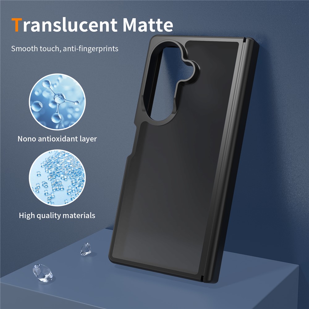 Samsung Galaxy Z Fold 8 Ultra - Hinge Protection Translucent Matte With Front Frame Black — estuche (foto 5 de 7)