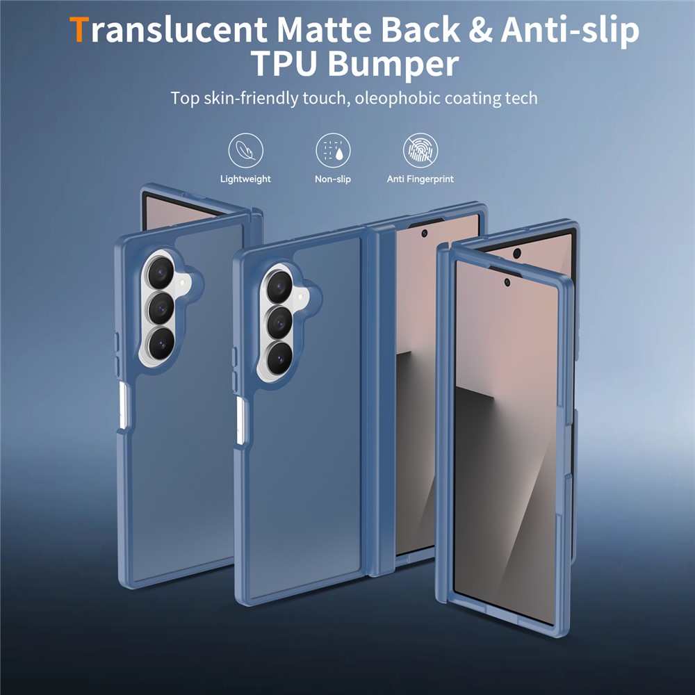Samsung Galaxy Z Fold 8 Ultra - Hinge Protection Translucent Matte With Front Frame Blue — estuche (foto 3 de 7)