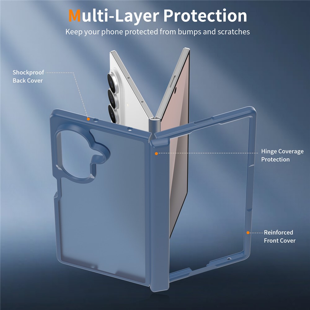 Samsung Galaxy Z Fold 8 Ultra - Hinge Protection Translucent Matte With Front Frame Blue — estuche (foto 4 de 7)