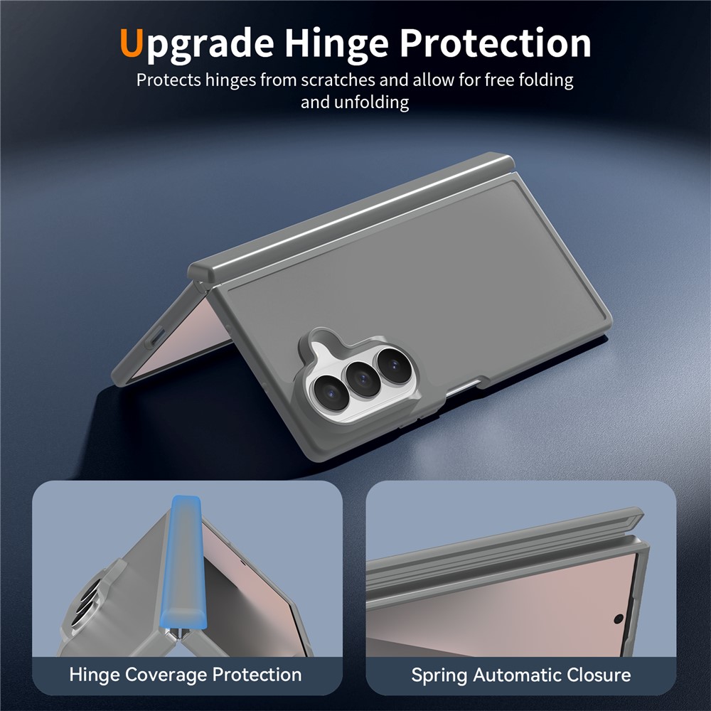 Samsung Galaxy Z Fold 8 Ultra - Hinge Protection Translucent Matte With Front Frame Grey — estuche (foto 2 de 7)