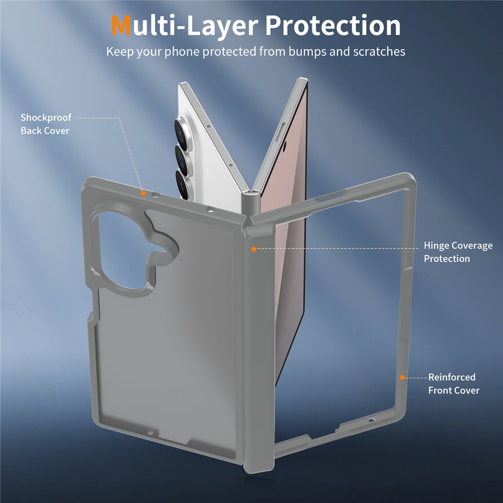 Samsung Galaxy Z Fold 8 Ultra - Hinge Protection Translucent Matte With Front Frame Grey — estuche (foto 4 de 7)
