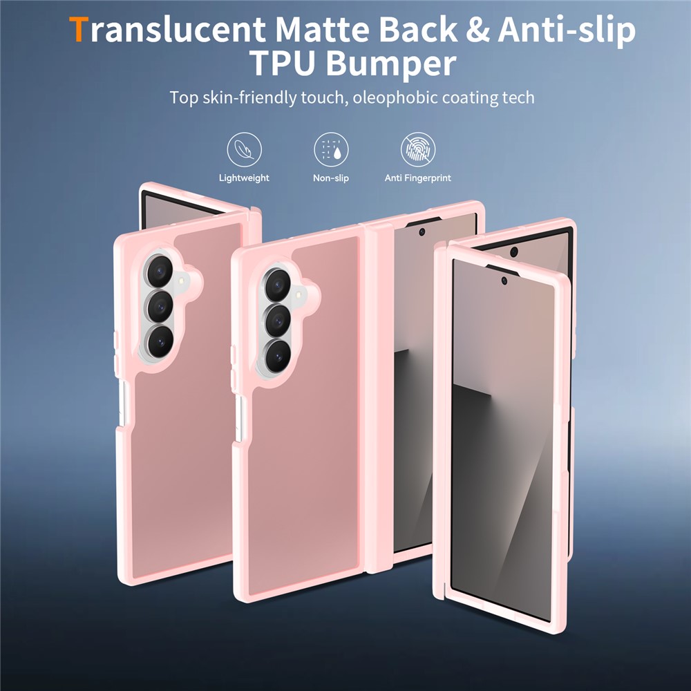 Samsung Galaxy Z Fold 8 Ultra - Hinge Protection Translucent Matte With Front Frame Pink — estuche (foto 3 de 7)