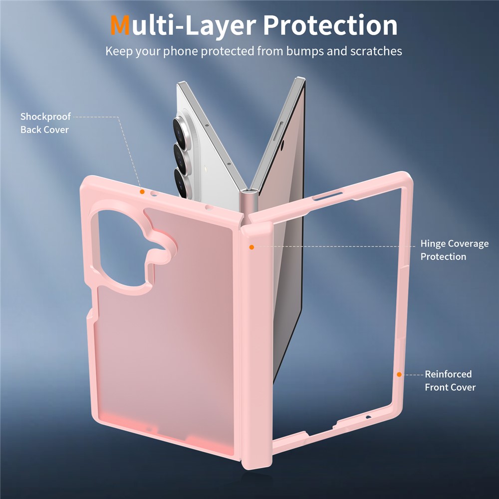 Samsung Galaxy Z Fold 8 Ultra - Hinge Protection Translucent Matte With Front Frame Pink — estuche (foto 4 de 7)