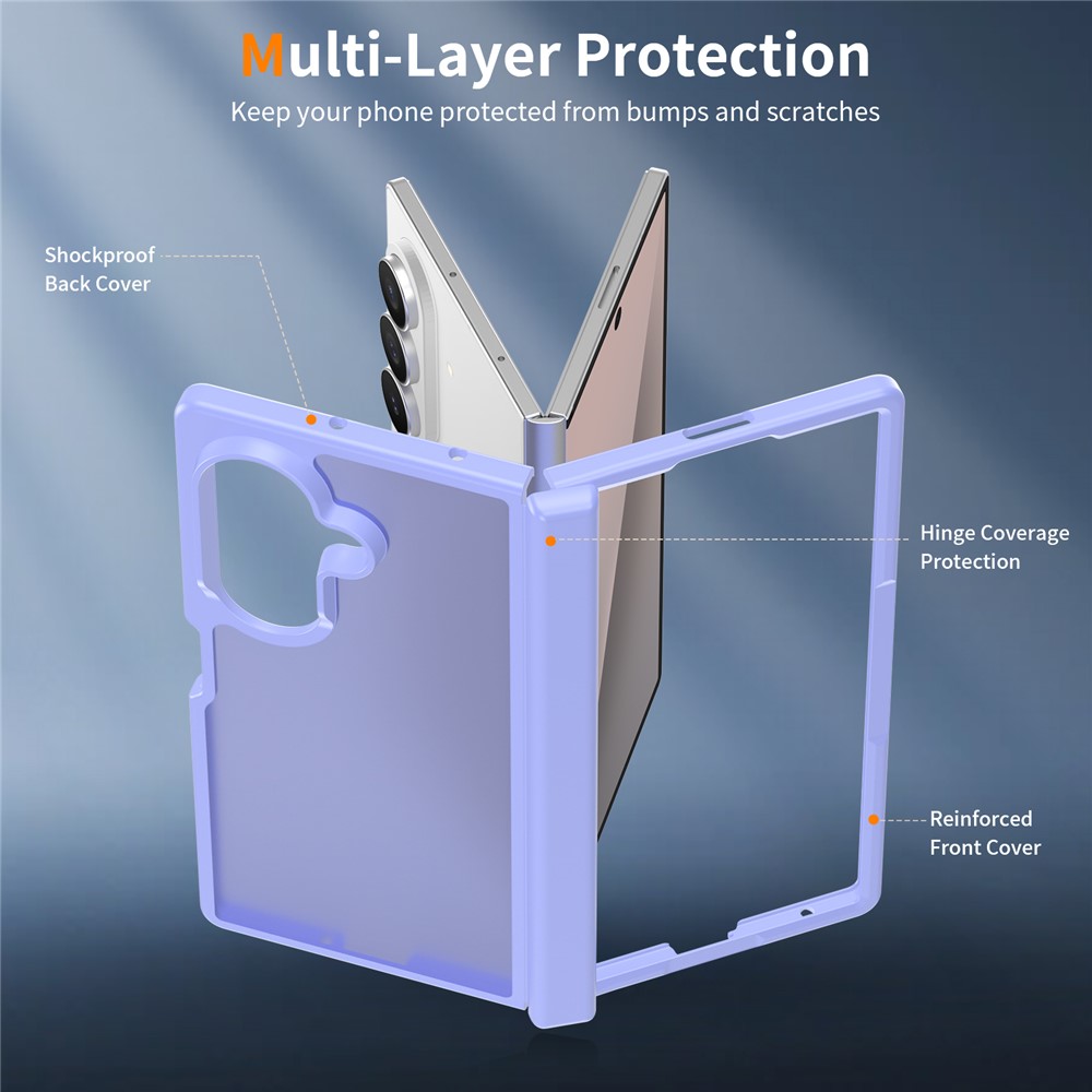 Samsung Galaxy Z Fold 8 Ultra - Hinge Protection Translucent Matte With Front Frame Purple — estuche (foto 4 de 7)