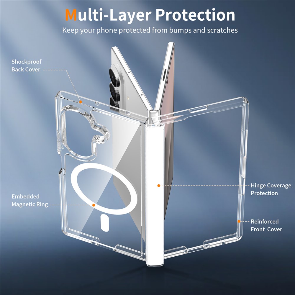 Samsung Galaxy Z Fold 8 Ultra - Magnetic Hinge Protection Clear With Front Frame Transparent — estuche (foto 5 de 7)