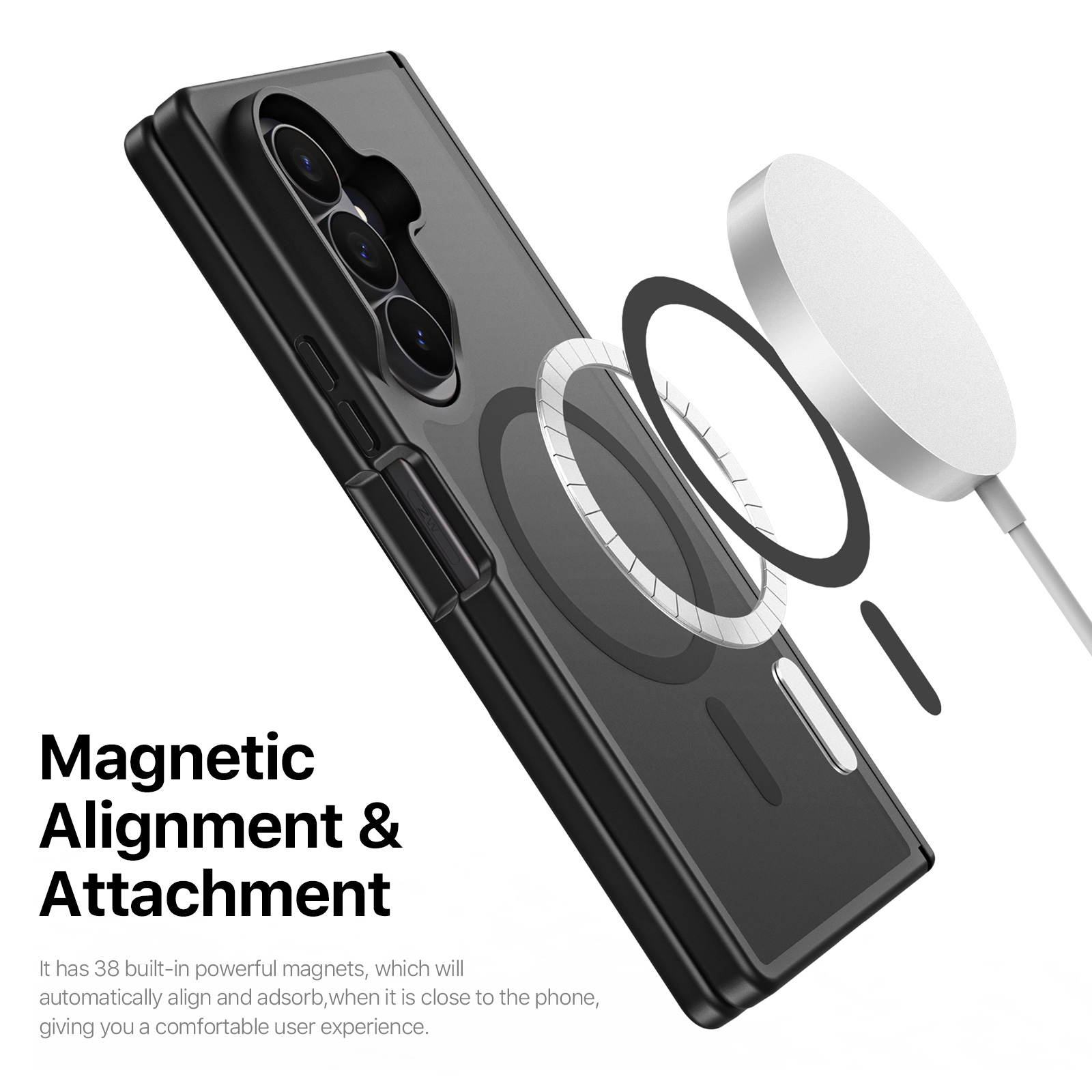 Samsung Galaxy Z Fold 8 Ultra/Z Fold 7 - DUX DUCIS Yind Series Magnetic Black — estuche (foto 4 de 7)
