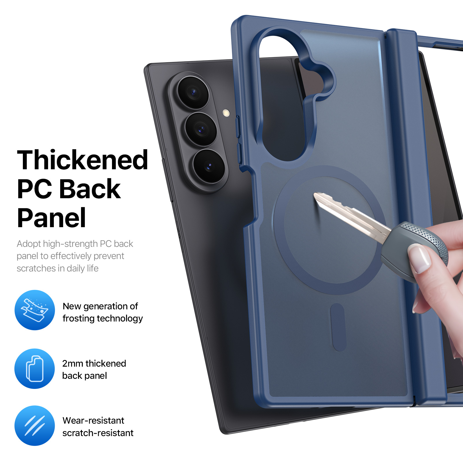 Samsung Galaxy Z Fold 8 Ultra/Z Fold 7 - DUX DUCIS Yind Series Magnetic Dark Blue — estuche (foto 6 de 7)