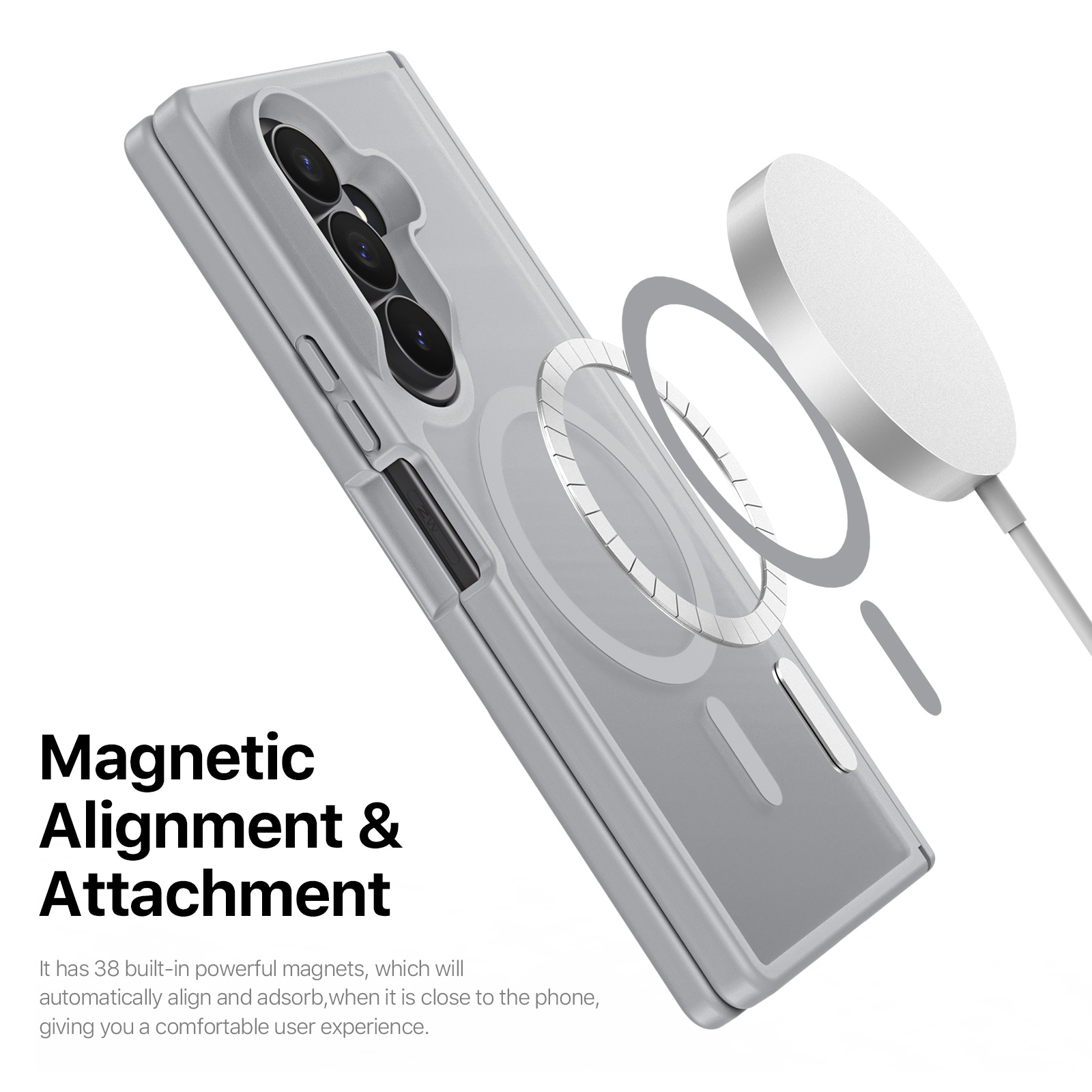 Samsung Galaxy Z Fold 8 Ultra/Z Fold 7 - DUX DUCIS Yind Series Magnetic Grey — estuche (foto 4 de 7)