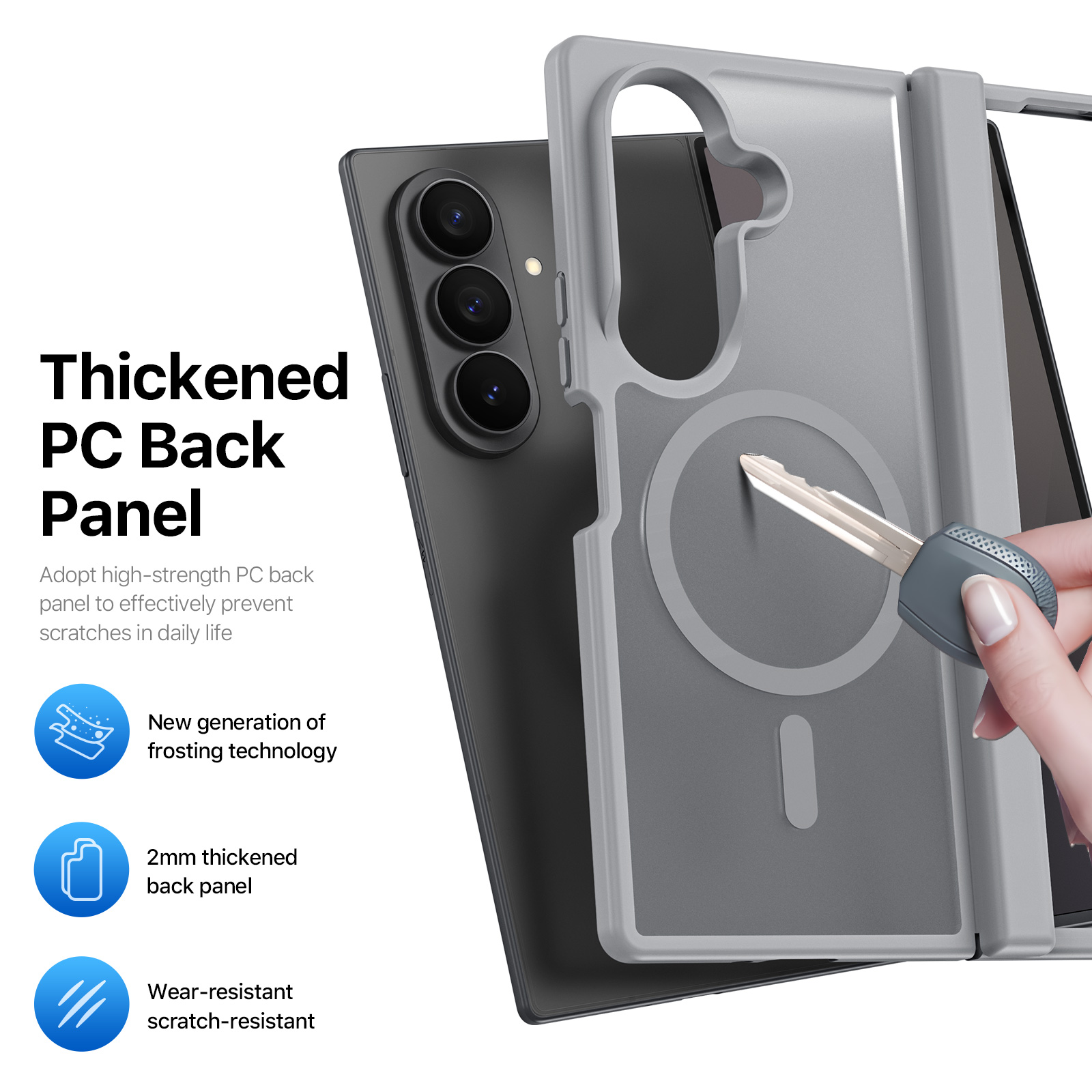 Samsung Galaxy Z Fold 8 Ultra/Z Fold 7 - DUX DUCIS Yind Series Magnetic Grey — estuche (foto 6 de 7)