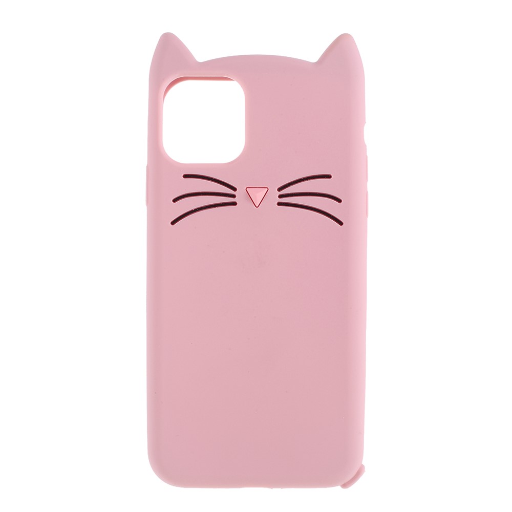 iPhone 11 - 3D Silicone Mustache Cat Pink — estuche