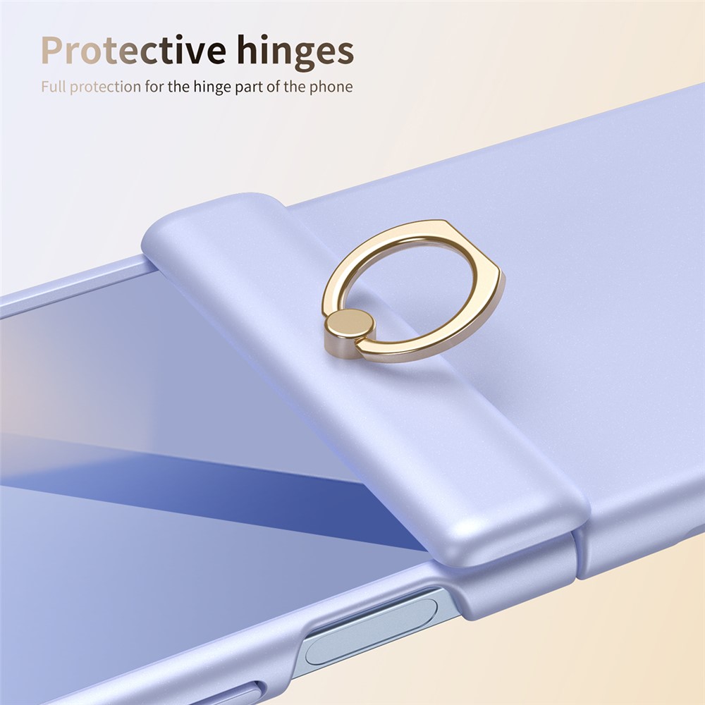 Samsung Galaxy Z Flip 7 - Hard Case With Ring Holder and Tempered Glass Purple — estuche (foto 5 de 6)