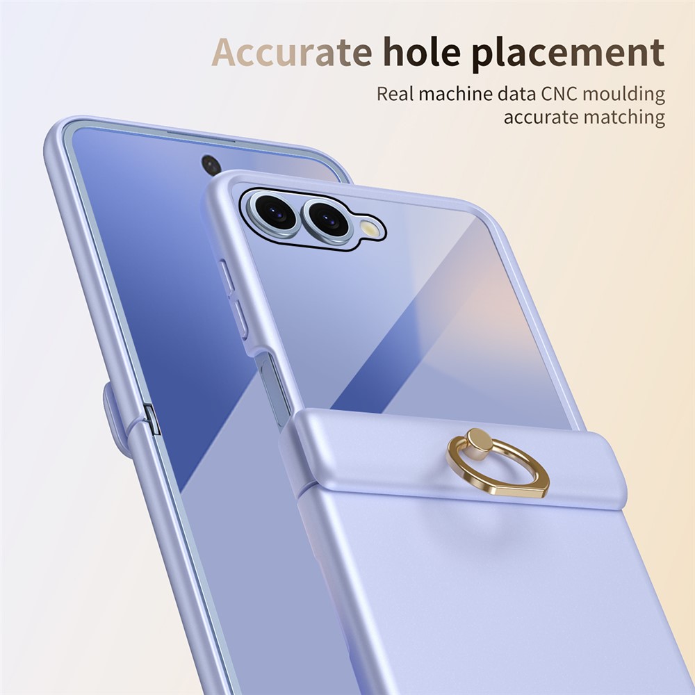 Samsung Galaxy Z Flip 7 - Hard Case With Ring Holder and Tempered Glass Purple — estuche (foto 6 de 6)