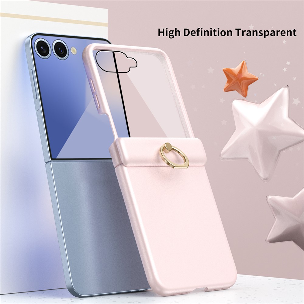 Samsung Galaxy Z Flip 7 - Hard Case With Ring Holder and Tempered Glass Pink — estuche (foto 2 de 6)
