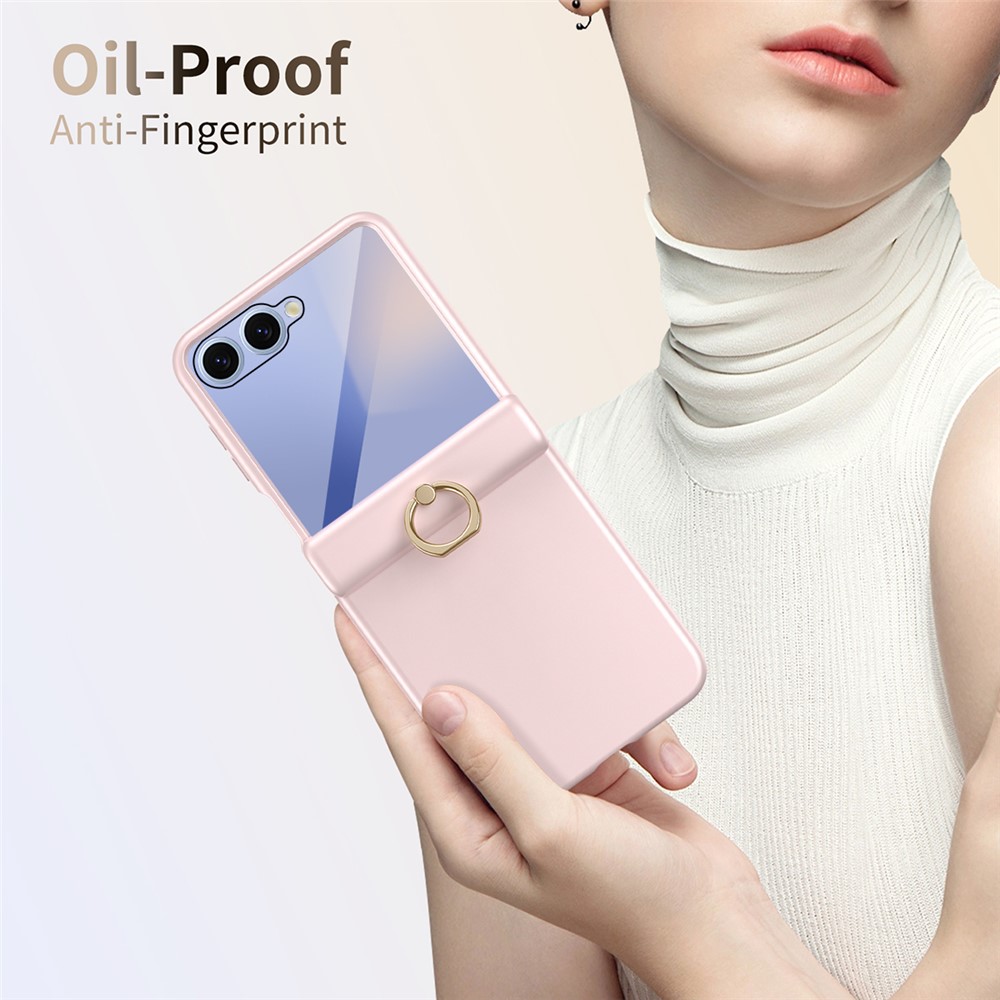 Samsung Galaxy Z Flip 7 - Hard Case With Ring Holder and Tempered Glass Pink — estuche (foto 4 de 6)