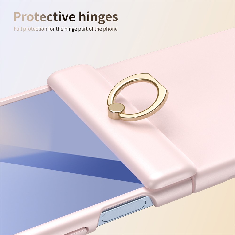 Samsung Galaxy Z Flip 7 - Hard Case With Ring Holder and Tempered Glass Pink — estuche (foto 5 de 6)