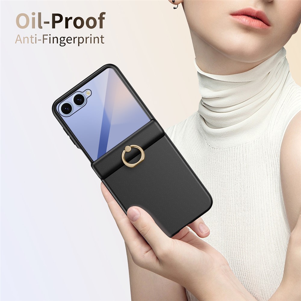 Samsung Galaxy Z Flip 7 - Hard Case With Ring Holder and Tempered Glass Black — estuche (foto 4 de 6)