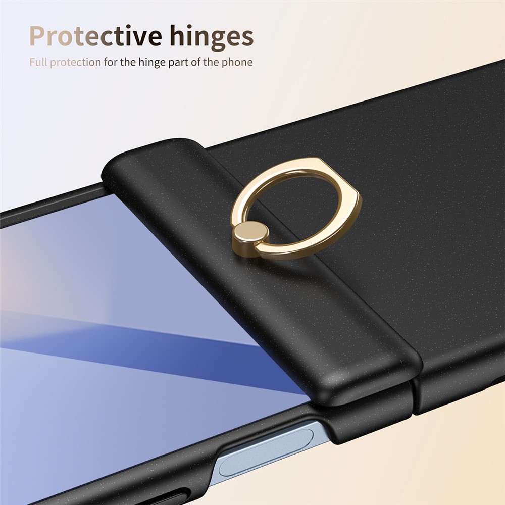 Samsung Galaxy Z Flip 7 - Hard Case With Ring Holder and Tempered Glass Black — estuche (foto 5 de 6)