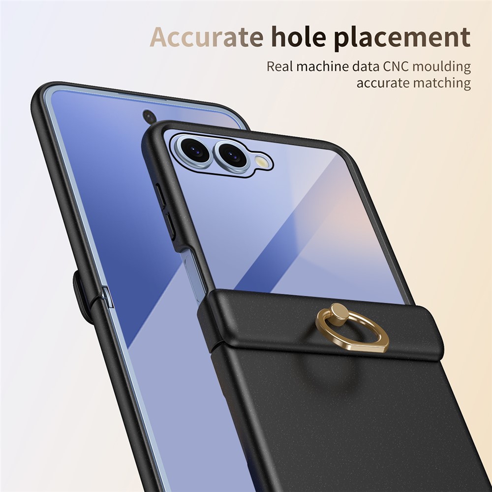 Samsung Galaxy Z Flip 7 - Hard Case With Ring Holder and Tempered Glass Black — estuche (foto 6 de 6)