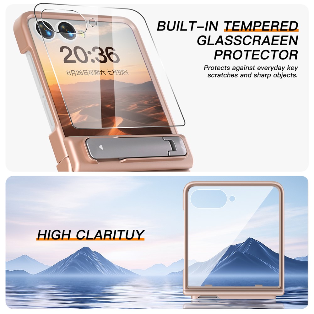 Samsung Galaxy Z Flip 7 - Kickstand Case Built-In Rose Gold — estuche (foto 3 de 6)