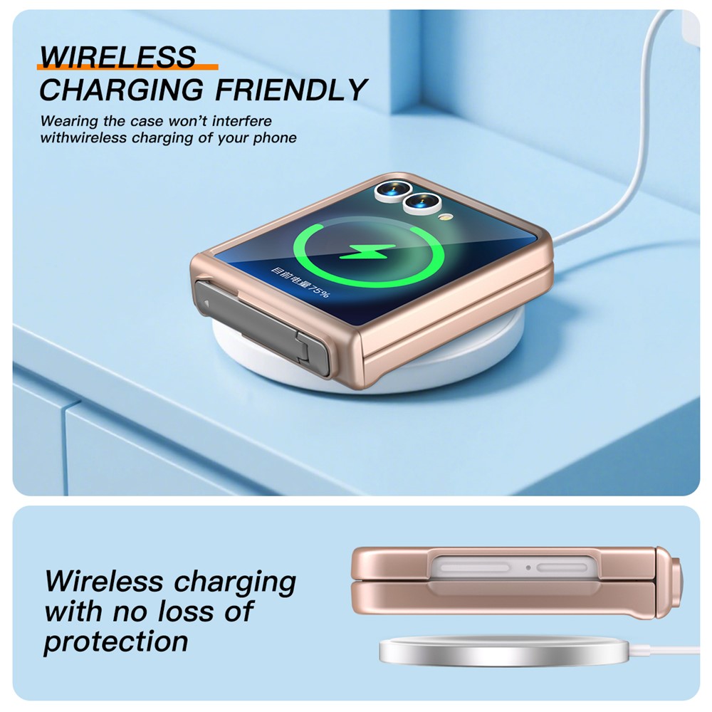 Samsung Galaxy Z Flip 7 - Kickstand Case Built-In Rose Gold — estuche (foto 5 de 6)