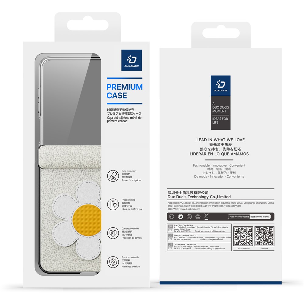 Samsung Galaxy Z Flip 7 - DUX DUCIS Leather With Ring Starlight Daisy — estuche (foto 2 de 6)