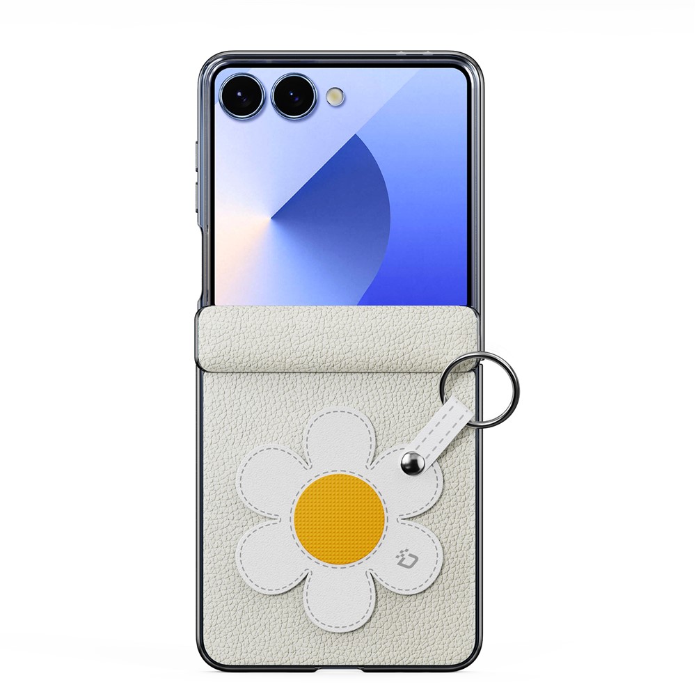 Samsung Galaxy Z Flip 7 - DUX DUCIS Leather With Ring Starlight Daisy — estuche (foto 3 de 6)
