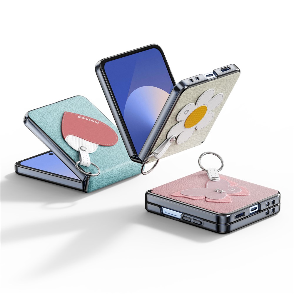 Samsung Galaxy Z Flip 7 - DUX DUCIS Leather With Ring Starlight Daisy — estuche (foto 4 de 6)