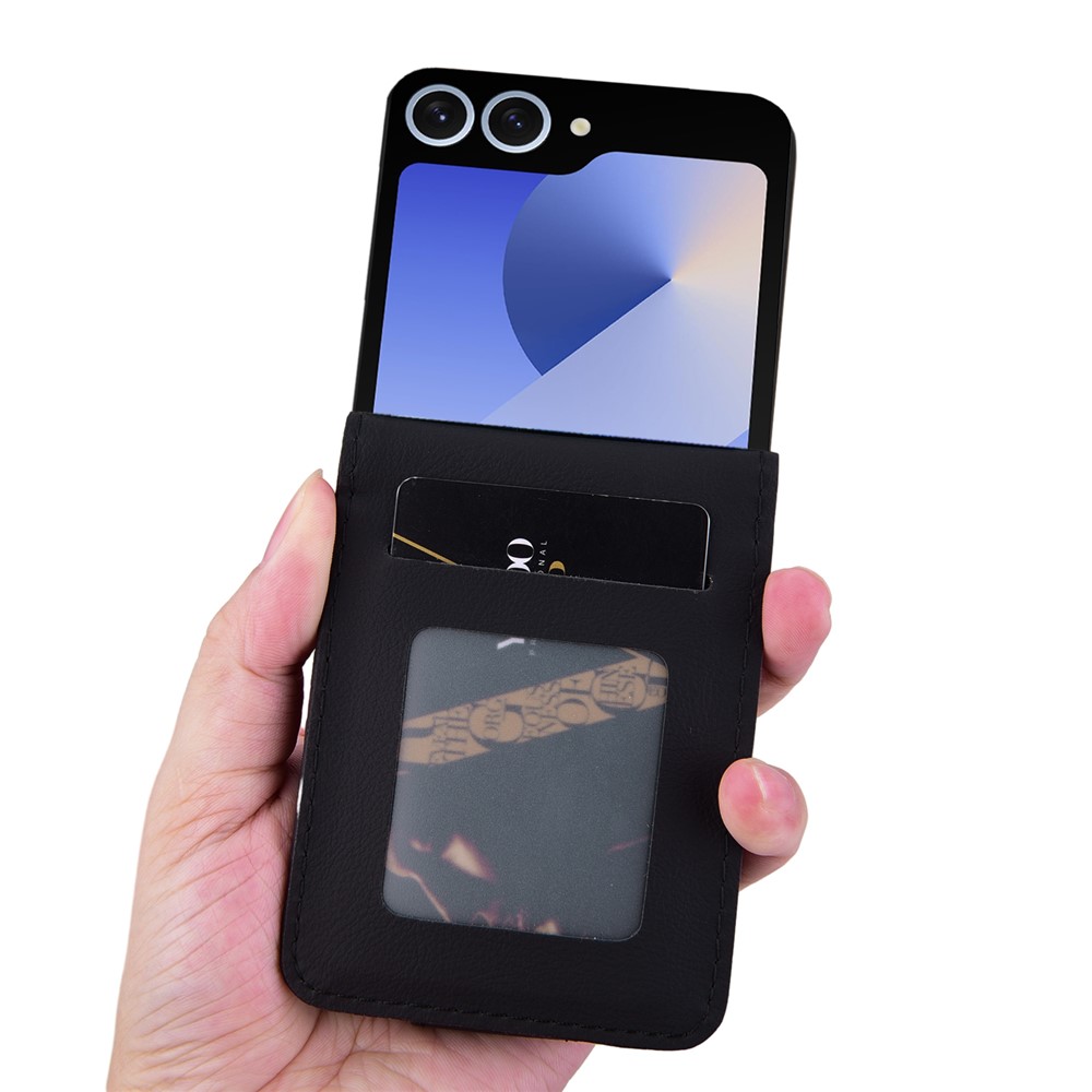 Samsung Galaxy Z Flip 7 - Leather Wallet Black — estuche (foto 2 de 6)