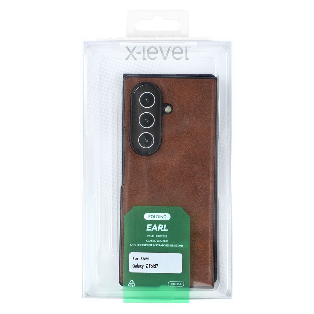 Samsung Galaxy Z Fold 7 - X-LEVEL Series Bojue 3 Leather Brown — estuche (foto 5 de 5)