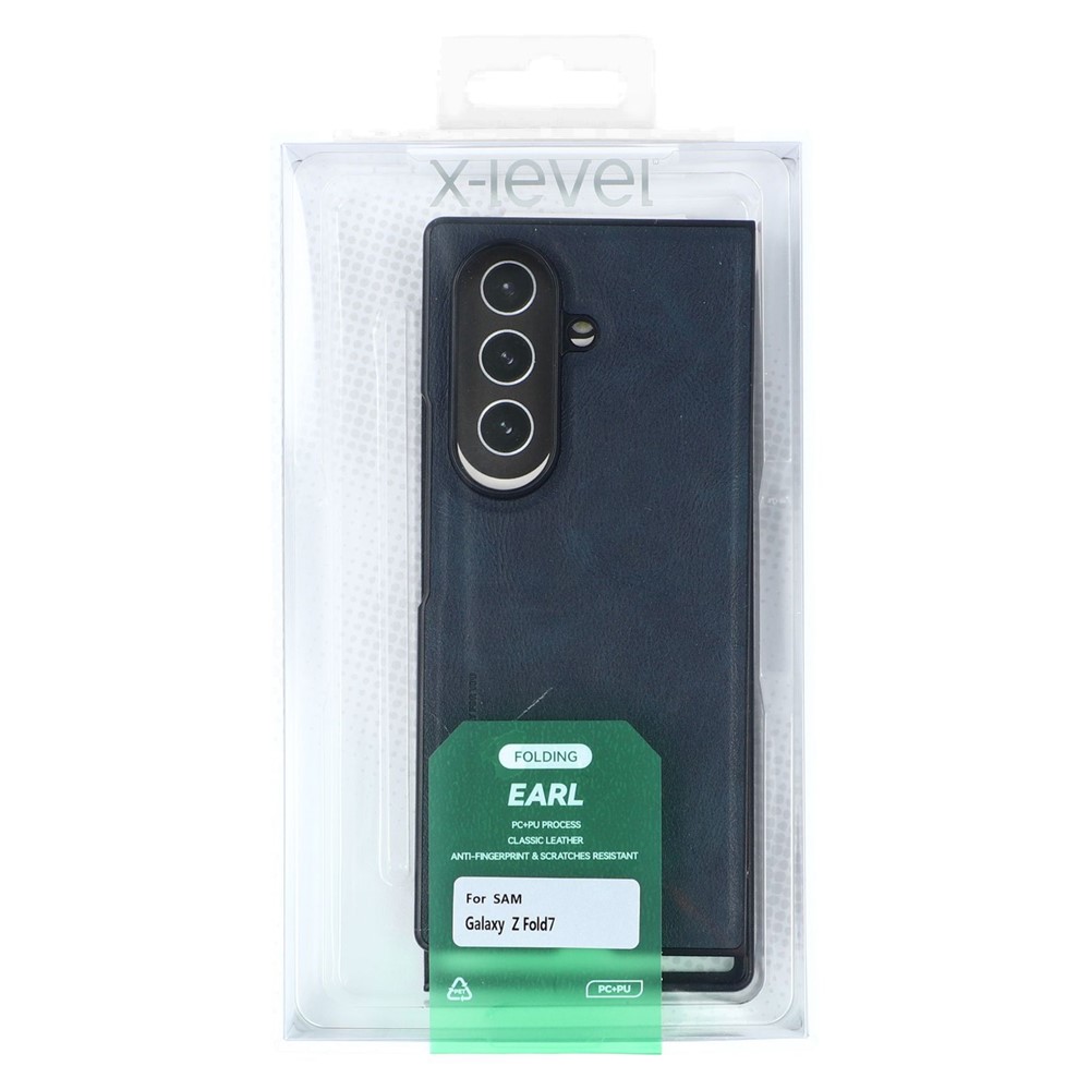 Samsung Galaxy Z Fold 7 - X-LEVEL Series Bojue 3 Leather Blue — estuche (foto 5 de 5)