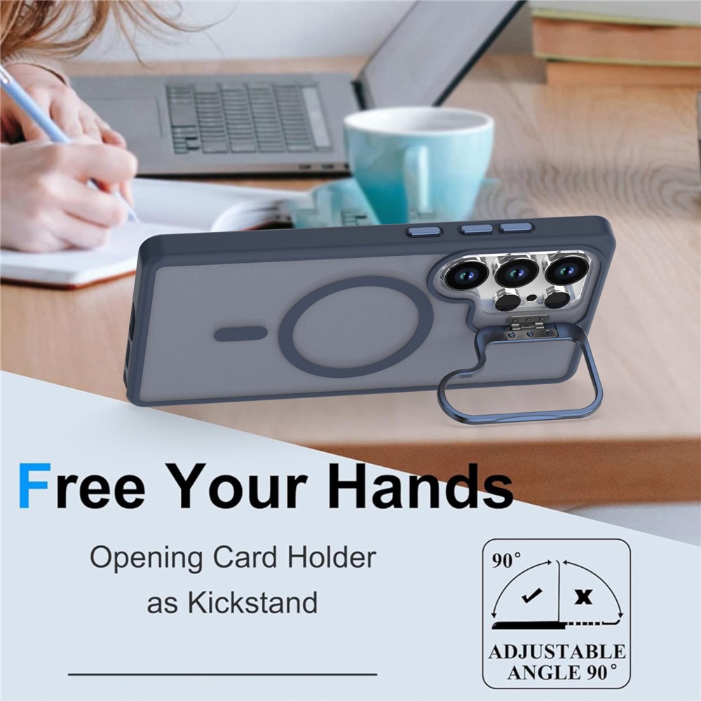 Samsung Galaxy S25 Ultra - Foldable Kickstand Matte TPU Blue — estuche (foto 2 de 6)
