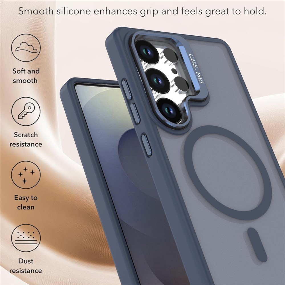 Samsung Galaxy S25 Ultra - Foldable Kickstand Matte TPU Blue — estuche (foto 4 de 6)