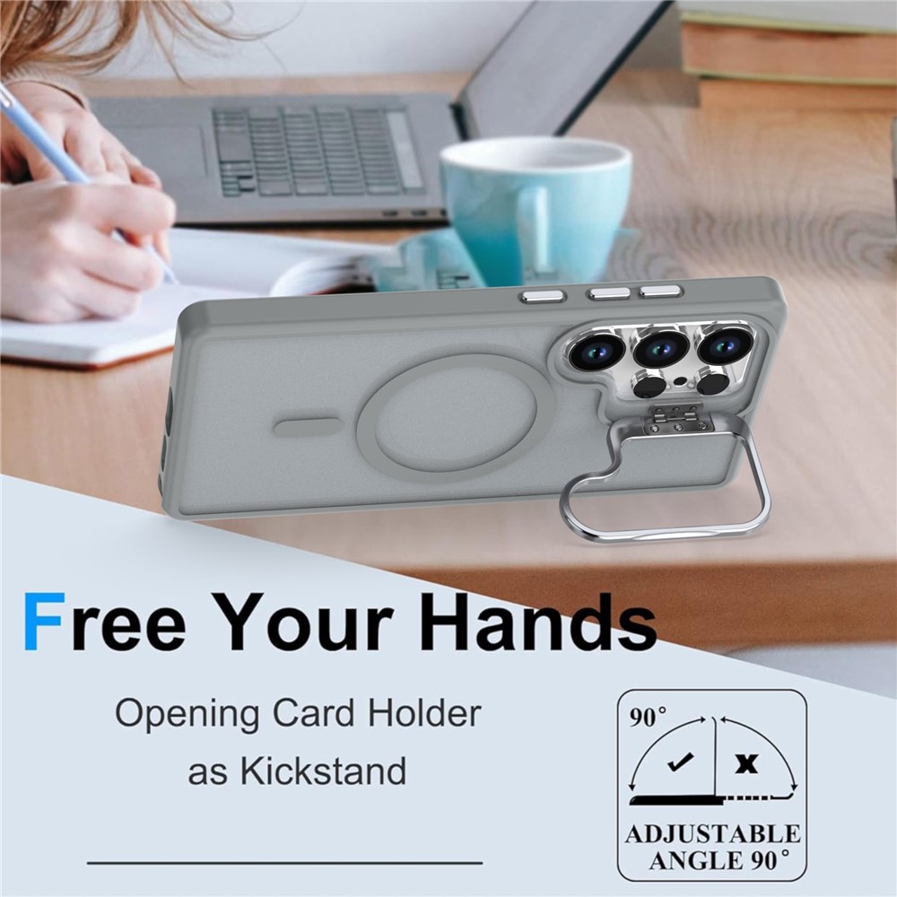 Samsung Galaxy S25 Ultra - Foldable Kickstand Matte TPU Grey — estuche (foto 2 de 6)