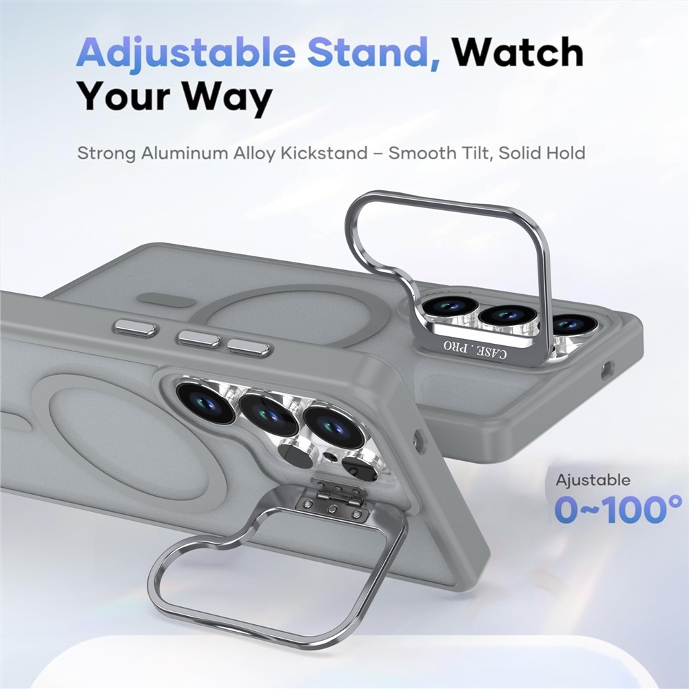 Samsung Galaxy S25 Ultra - Foldable Kickstand Matte TPU Grey — estuche (foto 3 de 6)