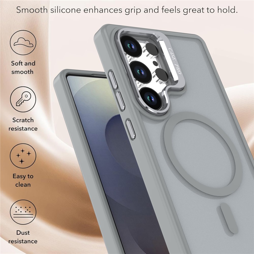 Samsung Galaxy S25 Ultra - Foldable Kickstand Matte TPU Grey — estuche (foto 4 de 6)