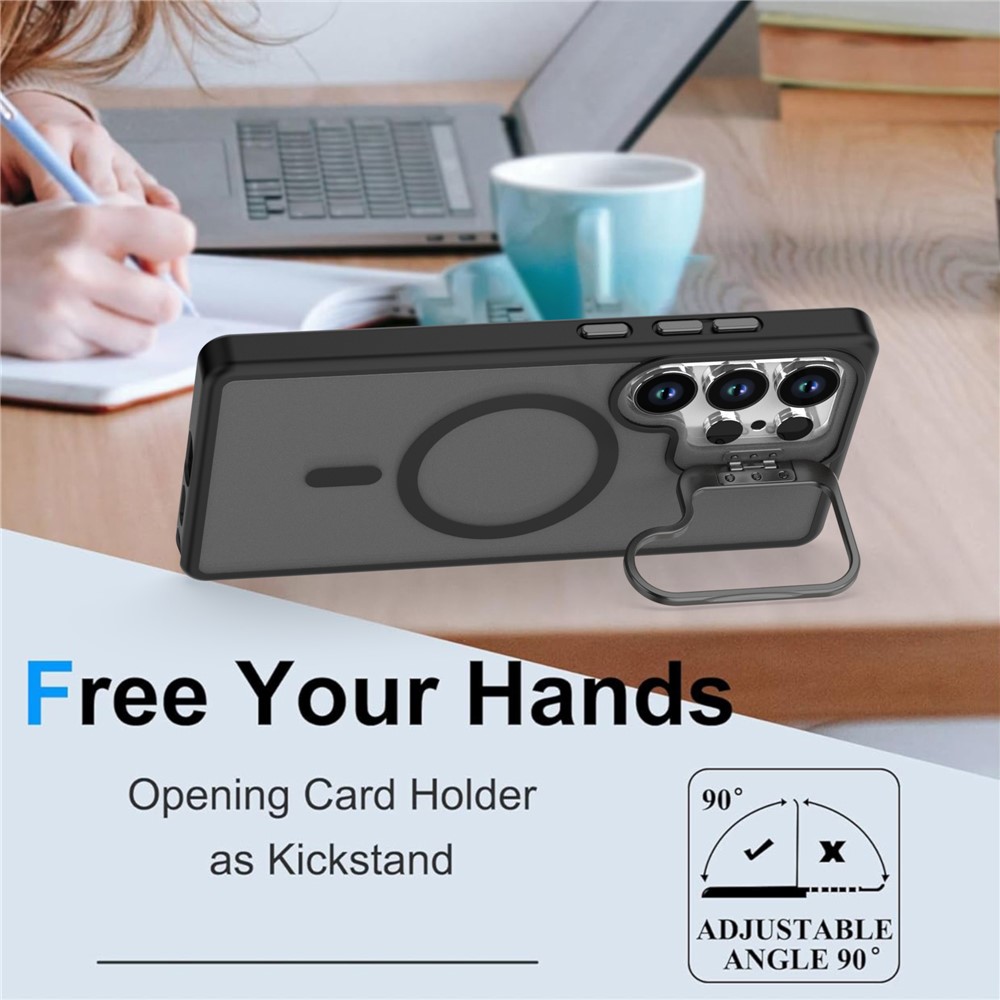 Samsung Galaxy S25 Ultra - Foldable Kickstand Matte TPU Black — estuche (foto 2 de 6)