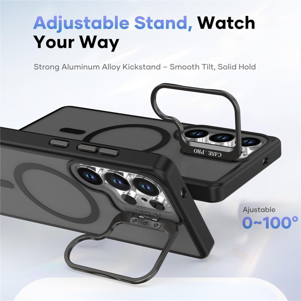 Samsung Galaxy S25 Ultra - Foldable Kickstand Matte TPU Black — estuche (foto 3 de 6)