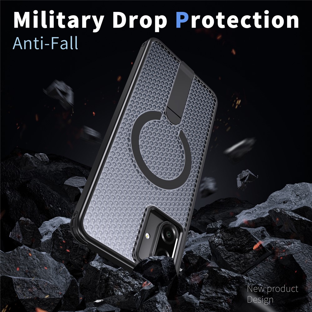 Samsung Galaxy A07 - Magnetic Kickstand Grid Black — estuche (foto 3 de 6)