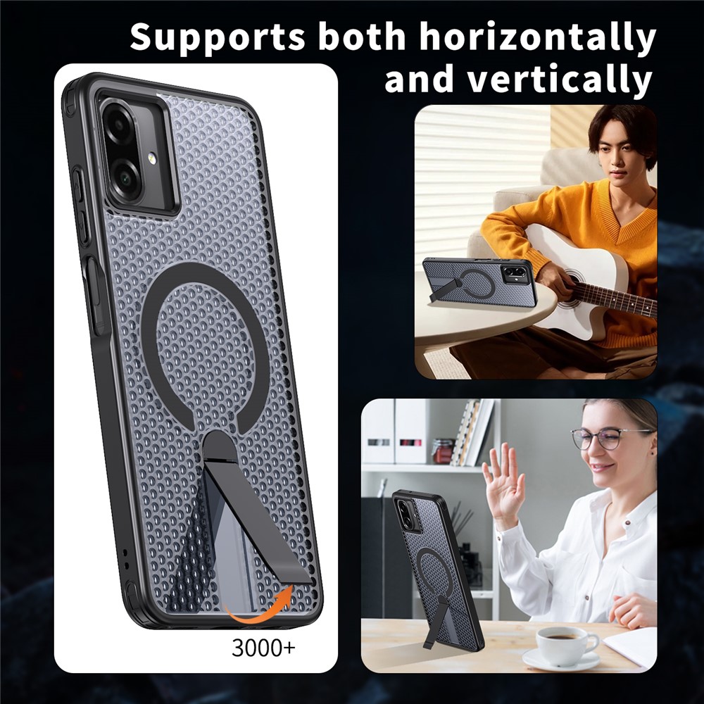 Samsung Galaxy A07 - Magnetic Kickstand Grid Black — estuche (foto 6 de 6)