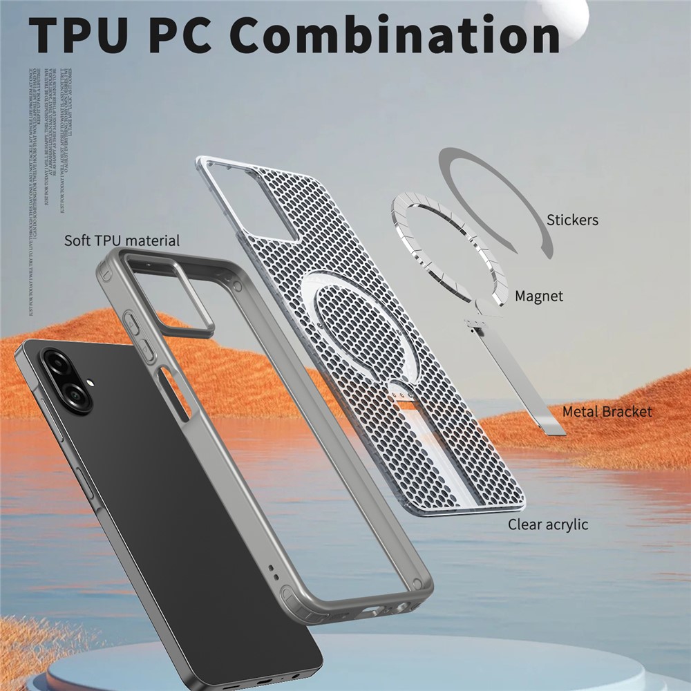 Samsung Galaxy A07 - Magnetic Kickstand Grid Titanium Grey — estuche (foto 5 de 6)