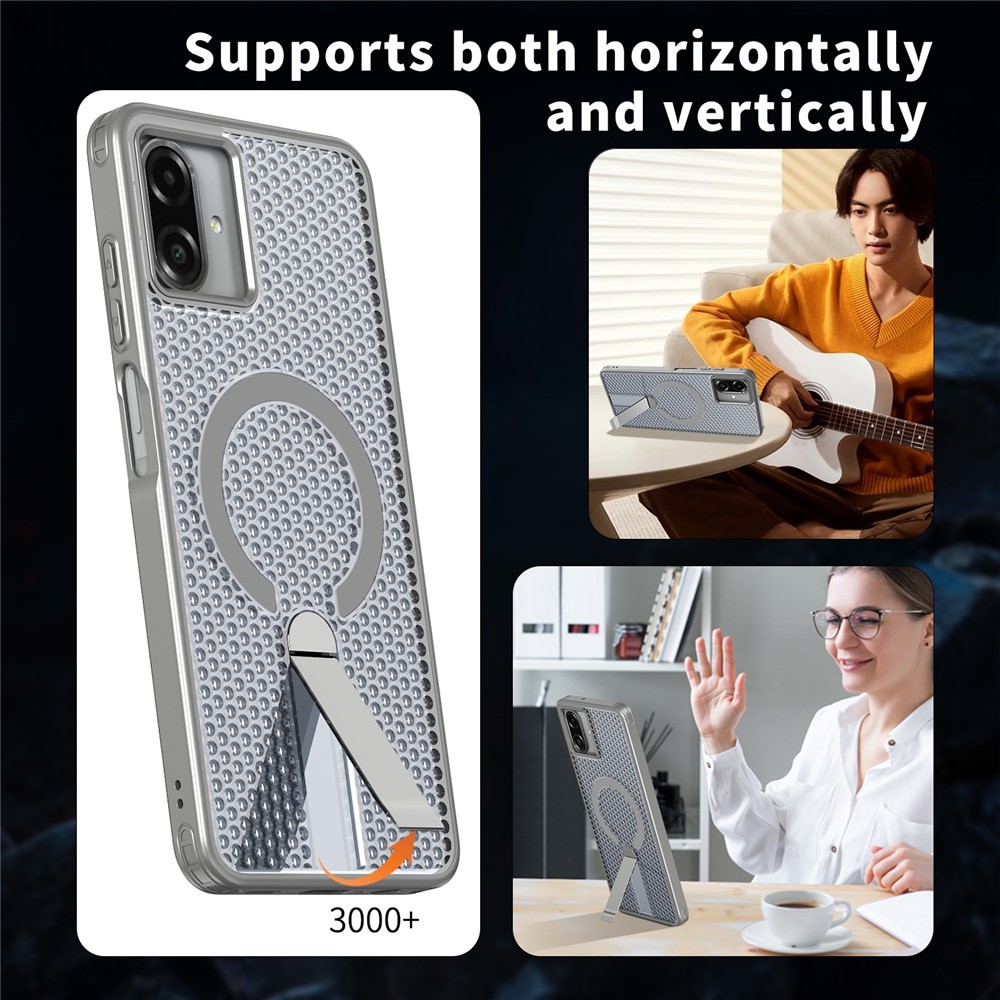 Samsung Galaxy A07 - Magnetic Kickstand Grid Titanium Grey — estuche (foto 6 de 6)