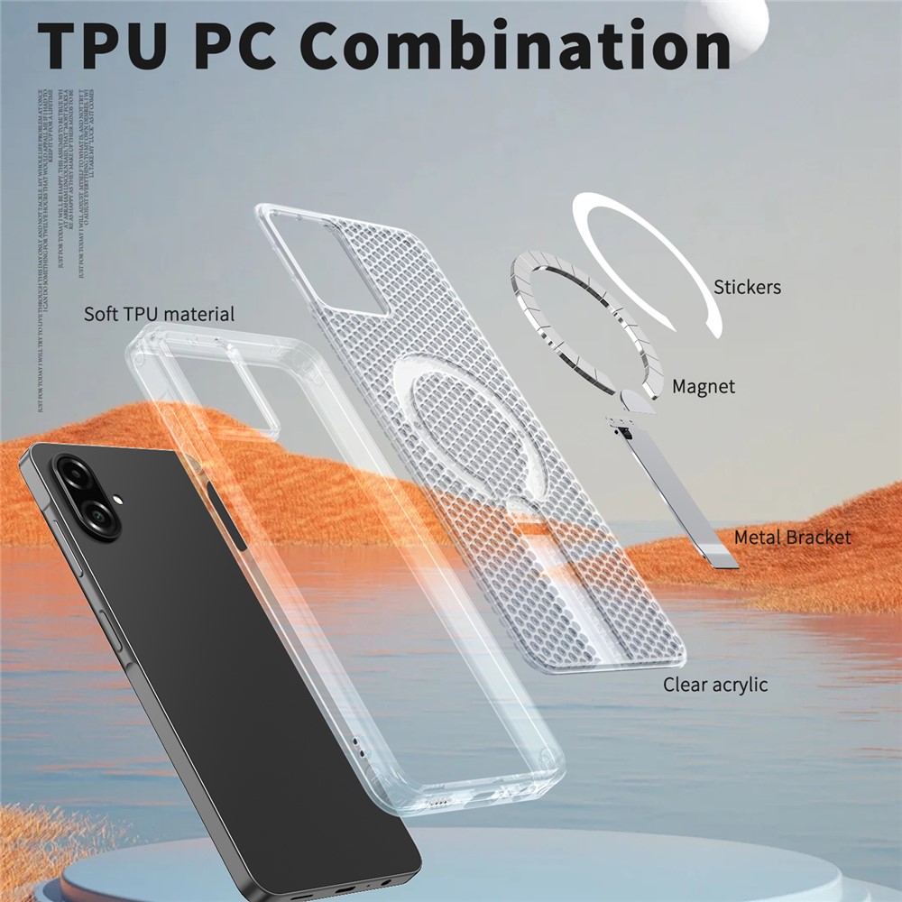 Samsung Galaxy A07 - Magnetic Kickstand Grid Transparent — estuche (foto 5 de 6)