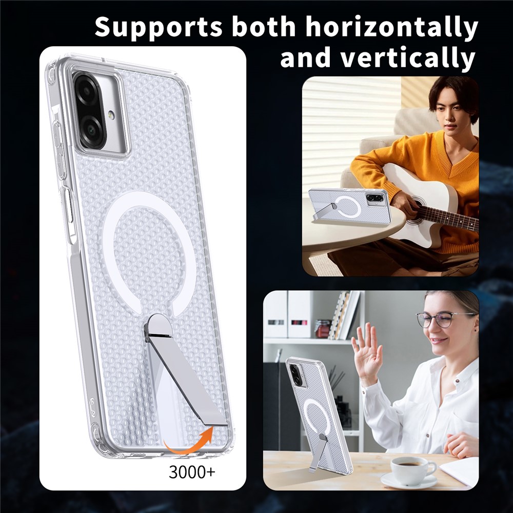 Samsung Galaxy A07 - Magnetic Kickstand Grid Transparent — estuche (foto 6 de 6)