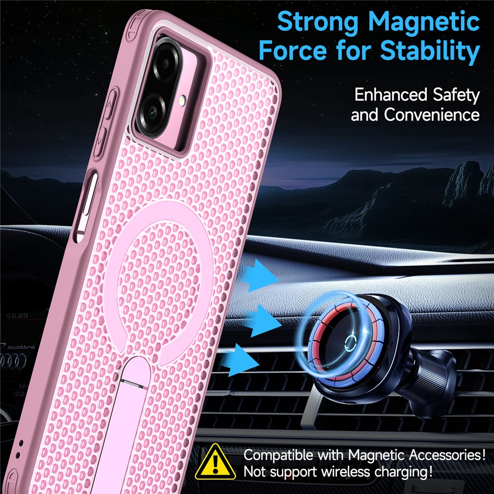 Samsung Galaxy A07 - Magnetic Kickstand Grid Pink — estuche (foto 2 de 6)