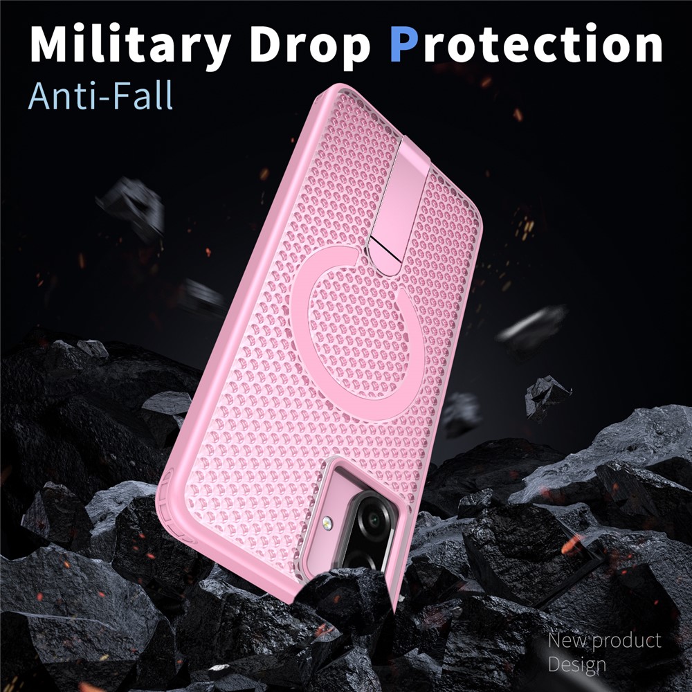 Samsung Galaxy A07 - Magnetic Kickstand Grid Pink — estuche (foto 3 de 6)